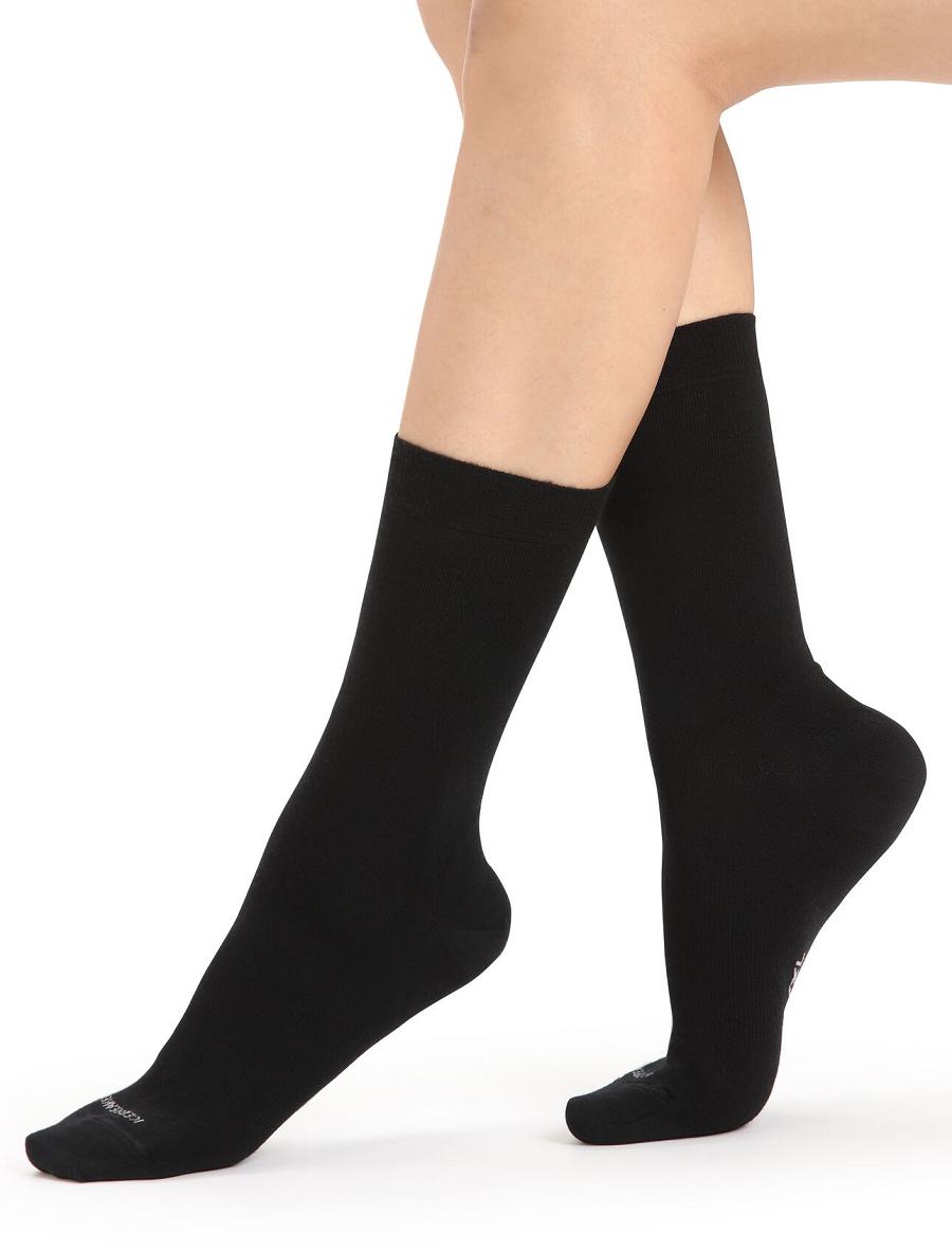 Black Women\'s Icebreaker Merino Lifestyle Fine Gauge Crew Socks | USA 1436PJJQ